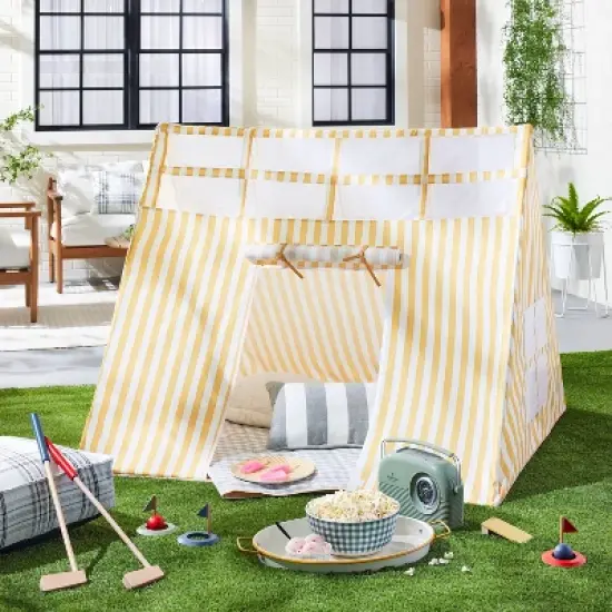 Kids' Stargazing Play Tent - Gold/Cream Stripes - Hearth & Hand&trade; with Magnolia image {1}