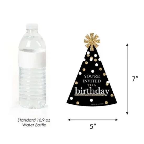 Big Dot of Happiness Adult Happy Birthday - Gold - Shaped Fill-in Invitations - Birthday Party Invitation Cards with Envelopes - Set of 12 image {4}