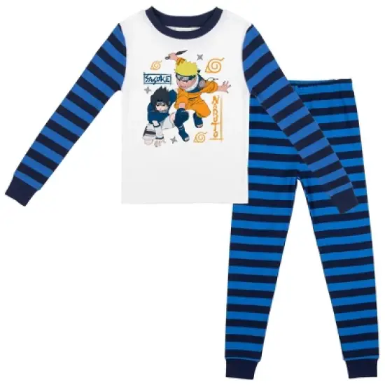 Naruto Classic Characters Youth Blue Striped Long Sleeve Pajama Set image {4}