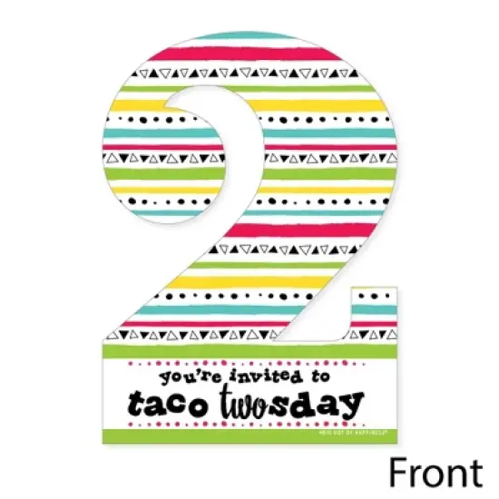 Big Dot of Happiness Taco Twosday - Shaped Fill-in Invitations - Fiesta Second Birthday Party Invitation Cards with Envelopes - Set of 12 image {2}