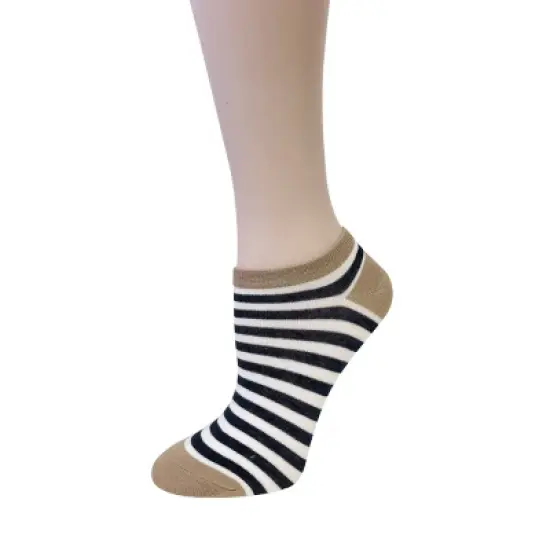 Wrapables Colorful No Show Ankle Socks (Set of 5), Playful Stripes image {4}