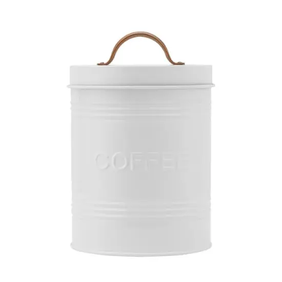 Amici Home White Carmel Collection Metal Storage Canister, Food Safe image {3}