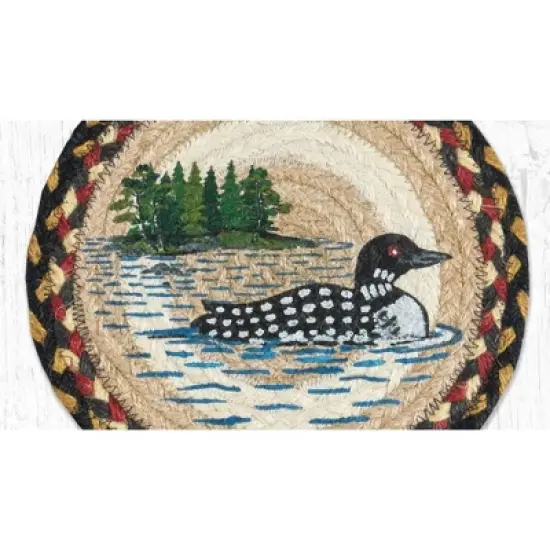 Earth Rugs Loon Patch Round Trivet &ndash; Rustic Cabin Kitchen Hot Pad 10"x10" image {1}