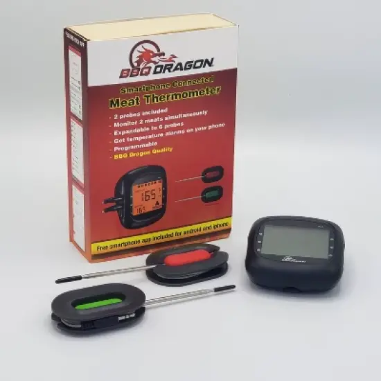 Wireless Probe Grill Thermometer Silver - BBQ Dragon: 4 Probes, LCD, Heat-Resistant image {3}