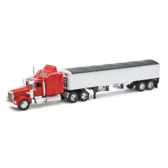 New Ray 1/32 Red Kenworth W900 Semi Truck with Grain Hopper Trailer NWR10773 image {1}
