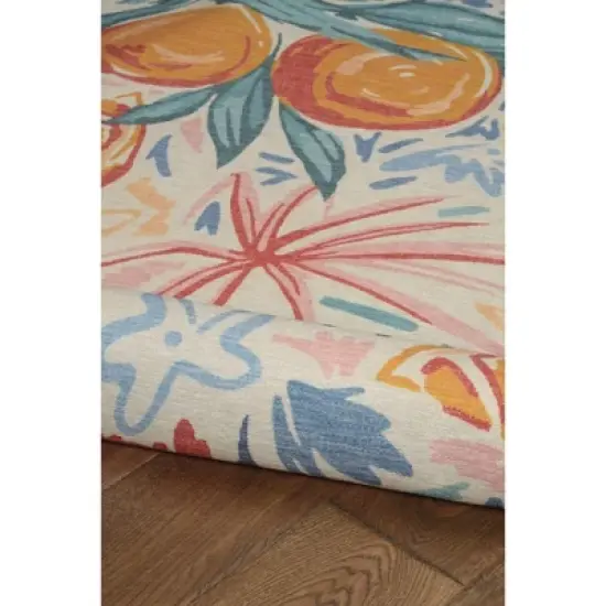 Pomelo Washable Outdoor Rug Ivory/Orange - Linon image {4}