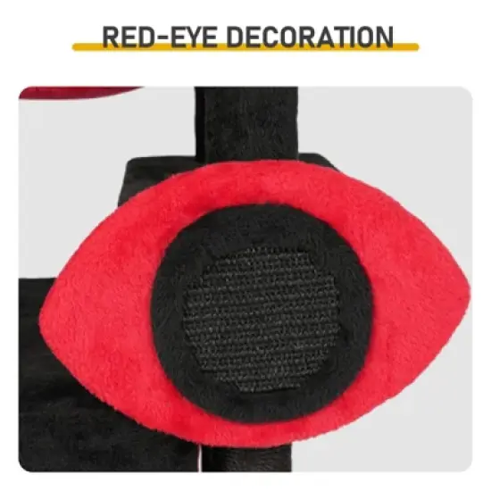 Angel Sar 53" Gothic Cat Tree with Condo, Hammock & Perch, Large Cat Tower with Scratching Posts and Spider Toy for Indoor Cats, Red & Black image {4}