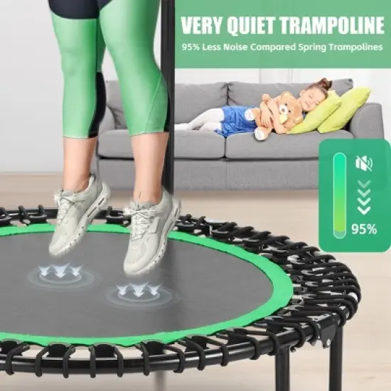 ANCHEER 40inch Foldable Trampoline Fitness Rebounder with Resistance Bands Adjustable Handle Max Load 450lbs image {4}