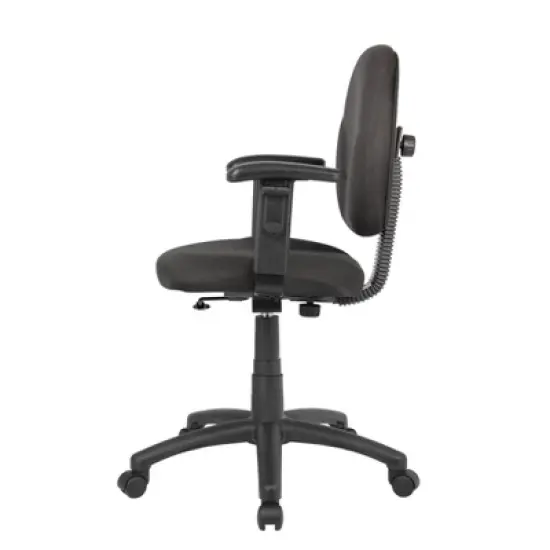 Diamond Task Chair with Adjustable Arms Black - Boss Office Products: Ergonomic, Mid Back, Swivel, Office Support image {5}