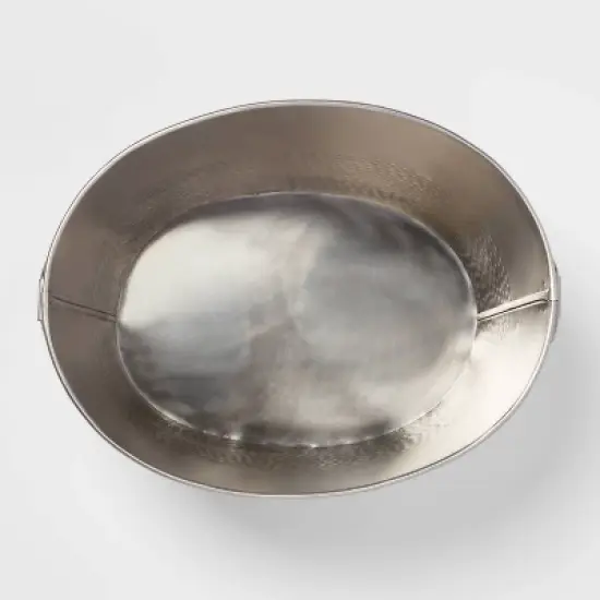23.5L Stainless Steel Hammered Metal Oval Beverage Tub - Threshold&trade; image {2}