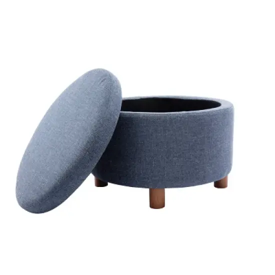 Large Round Storage Ottoman with Lift Off Lid - WOVENBYRD image {4}