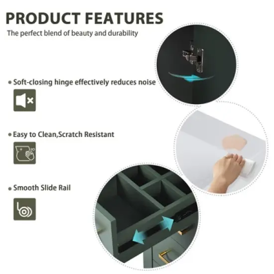 Mshliw 60 Inch Double Bathroom Vanity with Ceramic Sink Combo, Modern Freestanding Cabinet with 6 Drawers and 4 Soft Close Doors, Solid Wood Frame image {2}