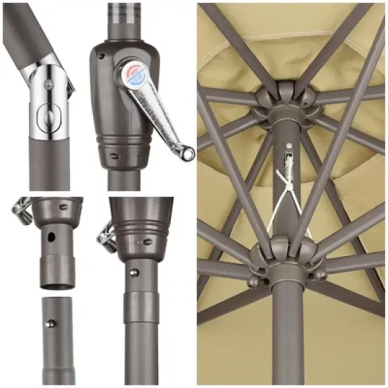 Yescom 9ft UV50+ Fade Resistant New OLEFIN Outdoor Patio Umbrella 8 Rib Crank Tilt Beach Market Table Water Repellent Brown image {7}