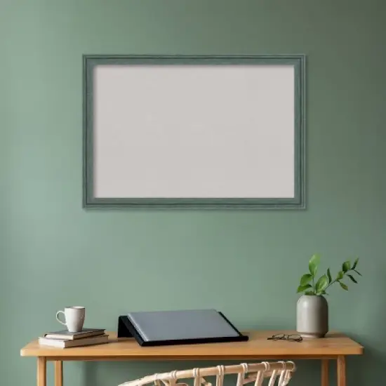 39"x27" Upcycled Wood Frame Gray Cork Board Teal - Amanti Art image {7}