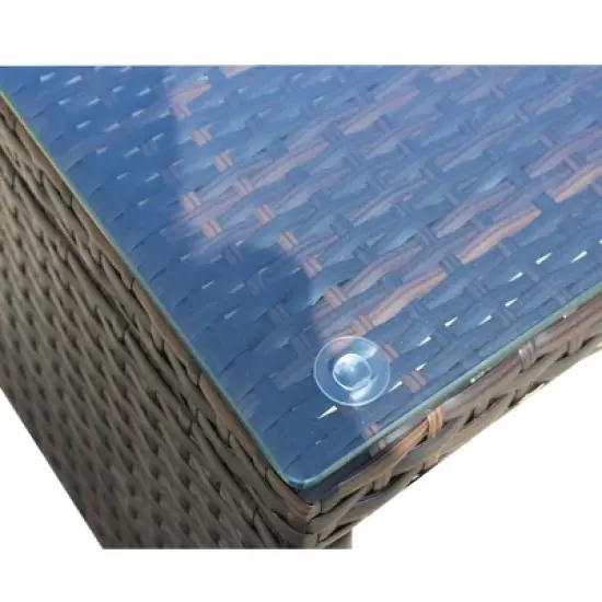 FIONECA 3-Piece Outdoor Wicker Rattan Patio Conversation Set with Cushions, Beige image {7}