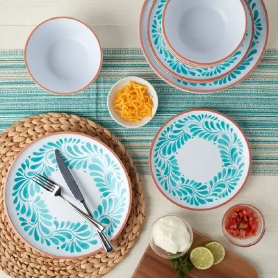 Infuse 12pc Melamine Dinnerware Set Blue image {4}