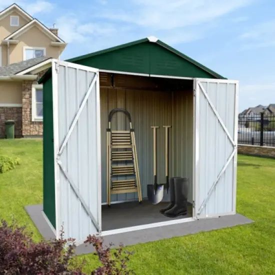 MOEPISY Outdoor storage sheds 4FTx6FT Apex roof Green+White image {2}