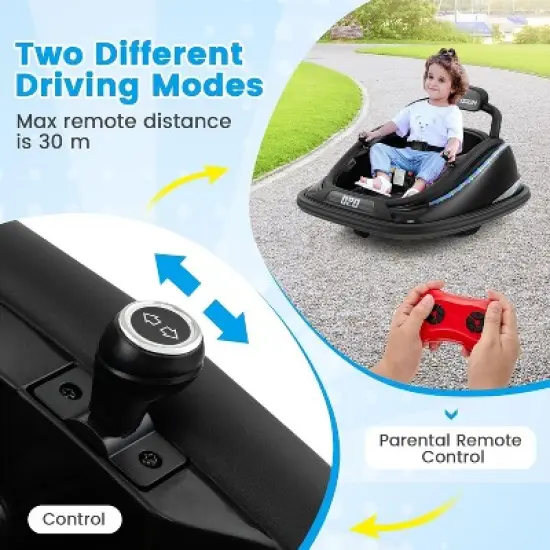 Costway Bumper Car for Kids Electric Ride on Car with Remote Control Joystick Flashing LED Lights image {2}