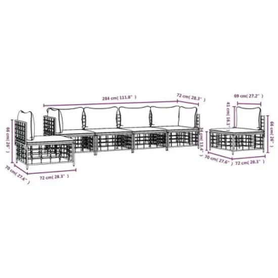 vidaXL Garden Lounge Set Anthracite Poly Rattan Modular image {7}