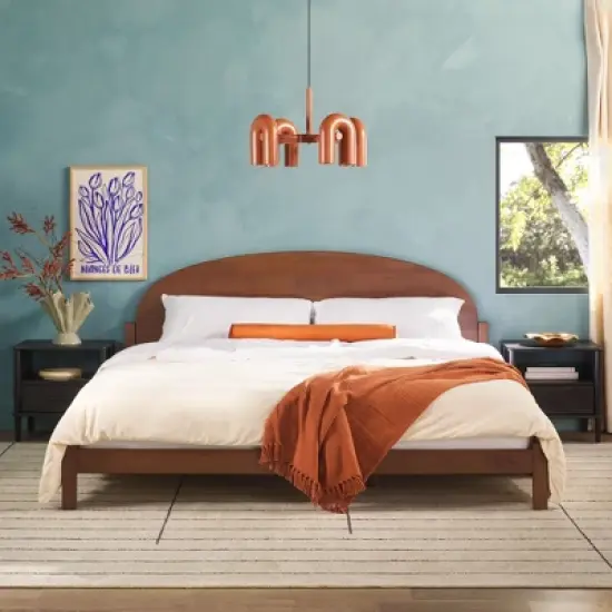 Saracina Home King Boho Arched Headboard Solid Pine Bed image {2}