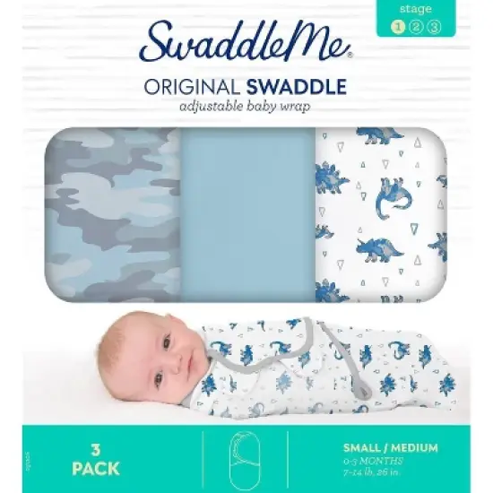 SwaddleMe by Ingenuity Original Swaddle Wrap - Dino Mite - S/M - 0-3 Months - 3pk image {7}