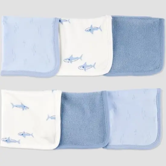 Carter's Just One You&reg;️ Baby Shark Washcloth - Blue: Cotton Polyester Terry, Animal Prints, 9x9 image {4}