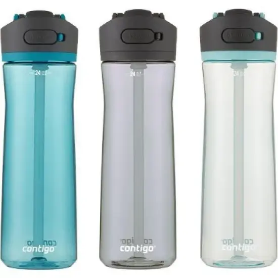 Contigo Ashland 2.0 Water Bottle with AUTOSPOUT Lid | Tritan Water Bottle, 24oz., 3 Pack, Juniper & Sake & Bubble Tea image {3}