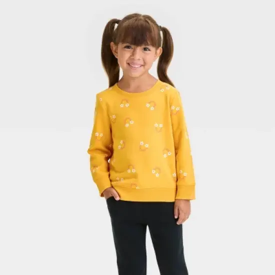 Toddler Girls' 2pk Fleece Pullover Sweatshirt - Cat & Jack&trade; Heather Gray/Yellow image {1}