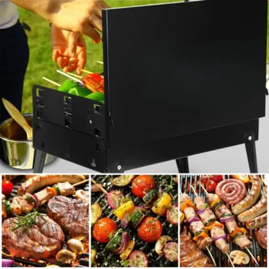 SEVOBAL Outdoor Grills, Griddles and Smokers 3 Height Adjustable Foldable Charcoal Grill for Camping, Picnics, Backyard BBQ, Black, 17.7"*11.02"*3.1" image {4}