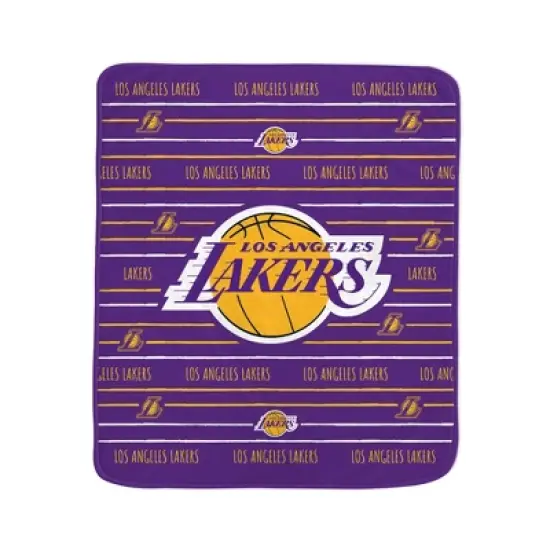 NBA Los Angeles Lakers Logo Stripe Binding Edge Flannel Fleece Blanket image {1}