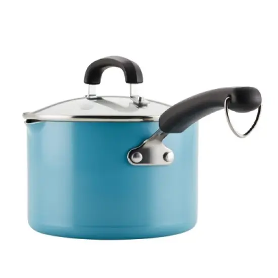 Farberware Eco Advantage 3qt Ceramic Nonstick Straining Saucepan with Lid Aqua: Dishwasher-Safe Sauce Pot, Gas & Electric Compatible image {8}