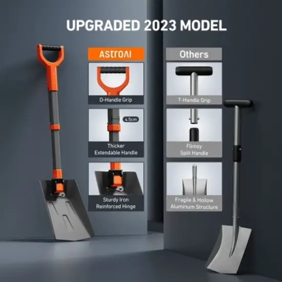 AstroAI 39" Folding Extendable Snow Shovel for Car image {2}