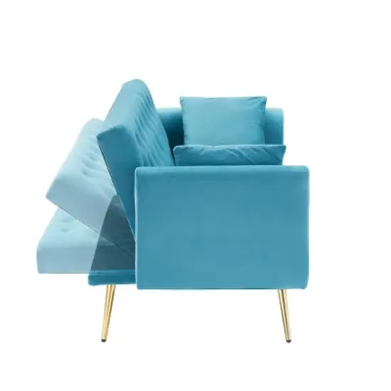 71 inch convertible love seat sofa, American retro, light blue Polyester, suitable for small living room, bedroom, office image {6}