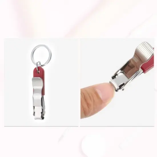 Unique Bargains Stainless Steel ABS Nail Clippers Portable Nail Clipper Kit for Nail Care Silver Tone Red 1 Pc image {4}