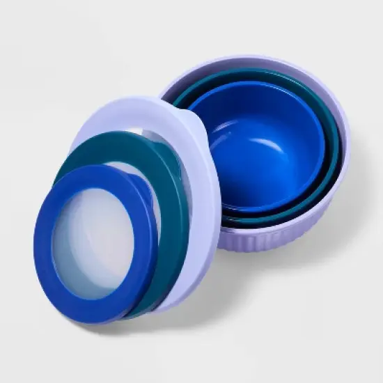 6pc (set of 3) Melamine Mixing Bowl Set Purple/Blue - Tabitha Brown for Target: Dishwasher-Safe, Lids Included image {2}