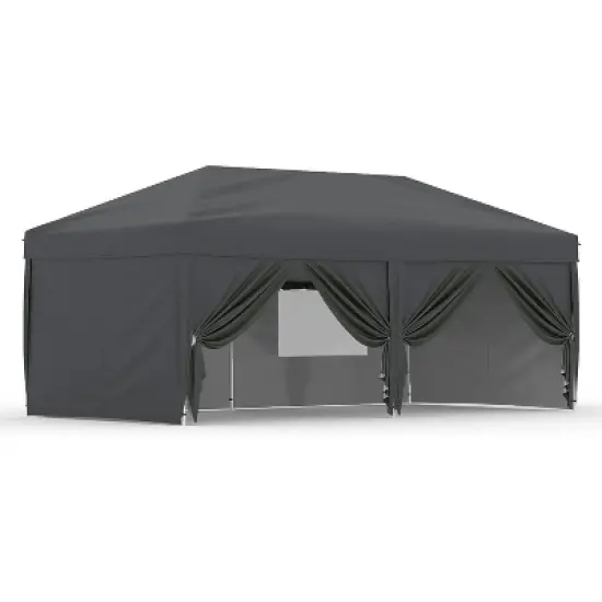10x20 Pop Up Canopy Tent with 6 Removable Sidewalls, Heavy Duty Outdoor Canopy Tent, Adjustable Height Commercial Instant Tent Shelter image {9}