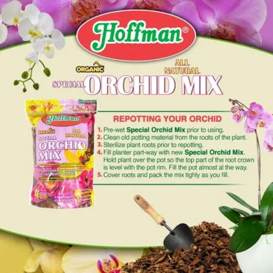 Hoffman Organic All-Natural Pre-Mixed Special Orchid Potting Mix for Better Blooms in Epiphytic Orchids, 4qt image {4}