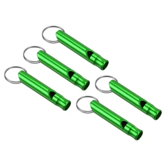Unique Bargains Aluminum Alloy Camping Hunting Outdoor Survival Signal Whistles with Keychains 5 Pcs image {6}
