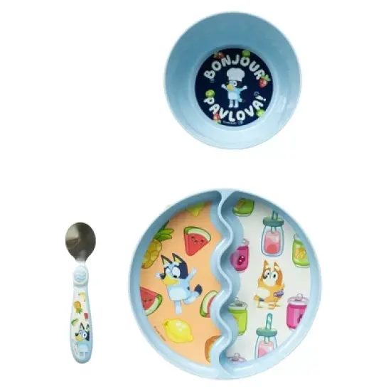 The First Years Bluey 3pc Mealtime Set with Divided Suction Plate, Bowl and Spoon - 9 Months+ image {5}