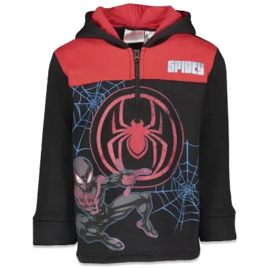 Marvel Spider-Man Captain America Hulk Black Panther Miles Morales Venom Iron Man Half Zip Hoodie Toddler to Little Kid image {12}