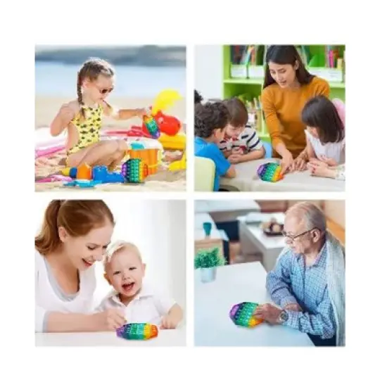 Link Rainbow Bubble Popper Sensory Fidget Toy Silicone Stress Reliever Toy Autism Special Needs - 4 Pack image {2}