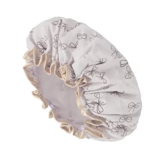 Unique Bargains Women Double Layer Bow Pattern Shower Cap 1 Pc image {3}