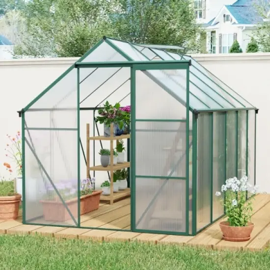 Outdoor Patio 6x8 FT Greenhouse,  Greenhouse with Sliding Door, Greenhouse with Large Storage for Multiple Scenarios-Coolbibila image {7}