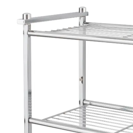 Two Tier Wall Mounting Rack with Towel Bar Silver - Organize It All image {1}