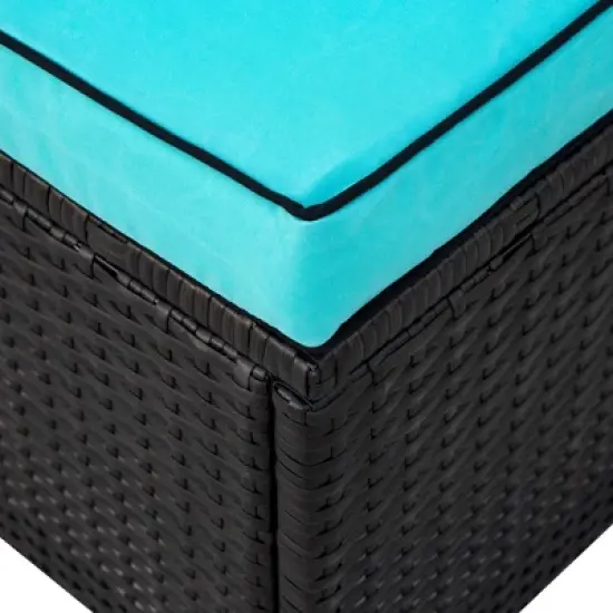 7pc Wicker Outdoor Sectional Seating Set with Cushions - Dark Brown/Blue - GODEER image {5}