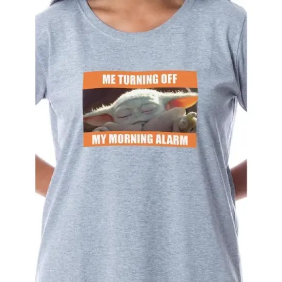 Star Wars Womens' The Mandalorian Funny Baby Yoda Nightgown Sleep Pajama Grey image {1}