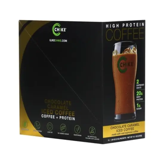 Chike Nutrition High Protein Iced Coffee, Chocolate Caramel, 12 Packets, 1.09 oz (31 g) Each image {4}