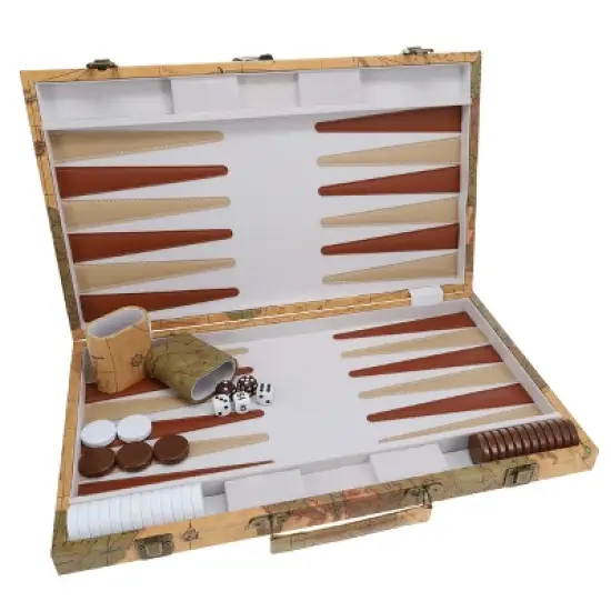 WE Games Map Design Backgammon Set - 18 Inch with Stitched Points image {2}