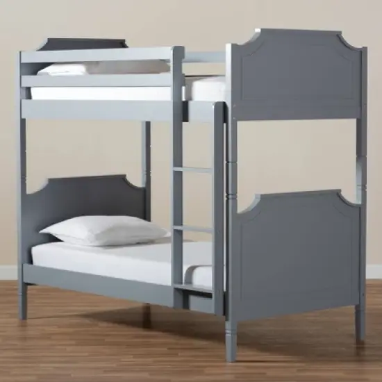 Twin Mariana Wood Bunk Bed Gray - Baxton Studio image {5}