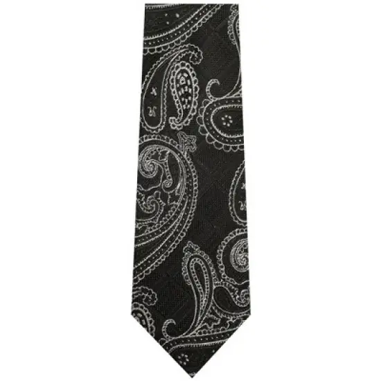 TheDapperTie Men's Black And White Paisley Necktie with Hanky image {1}